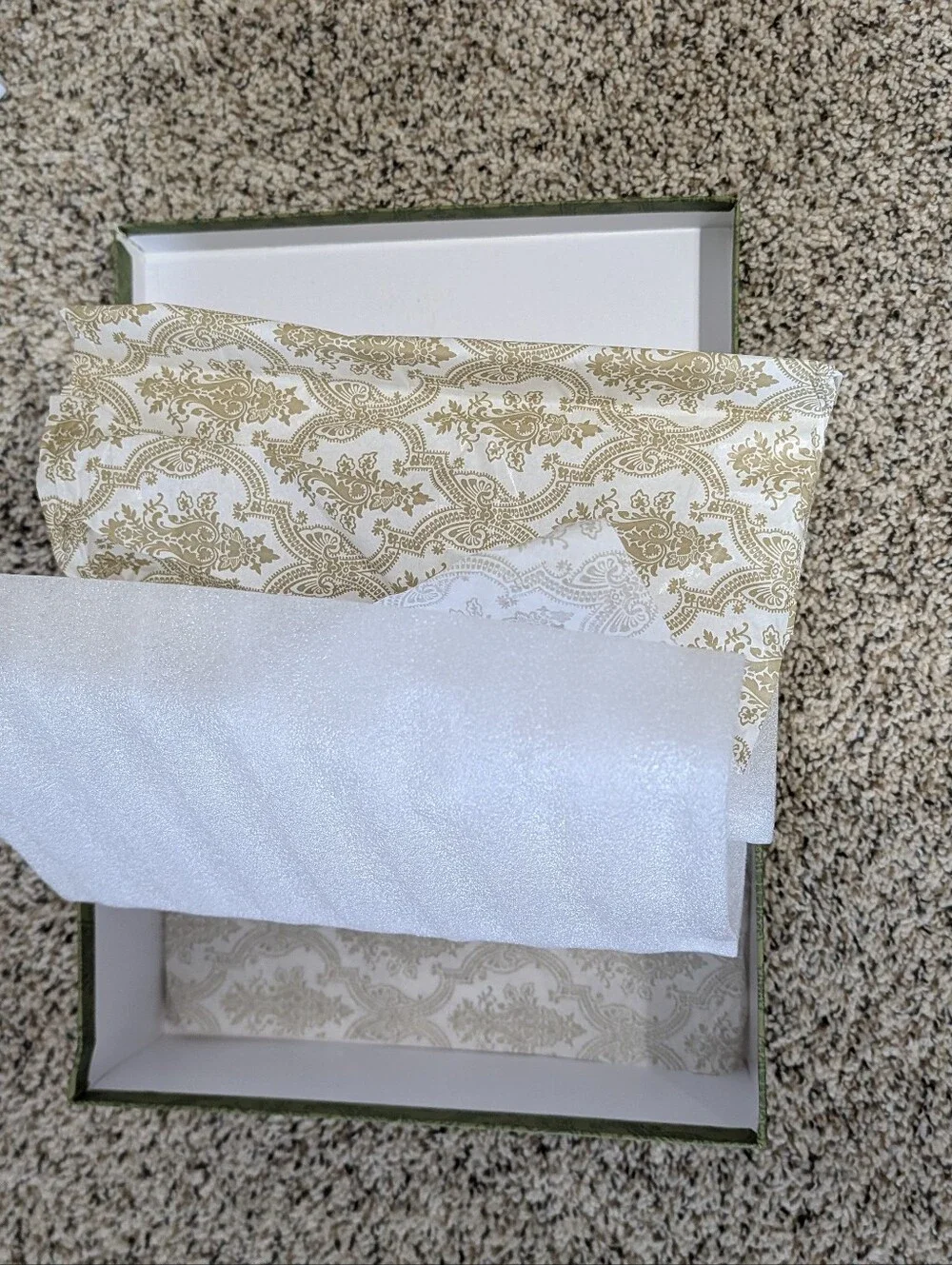 Empty Gucci Olive Green Patterned Gift Box